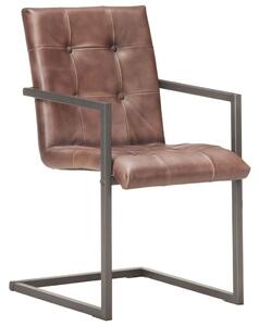 Wspornikowe krzesła stołowe, 2 szt., brązowe, skóra naturalna