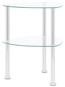 2-poziomowy stolik, 38x38x50 cm, przezroczyste szkło hartowane