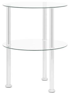 2-poziomowy stolik, 38 cm, przezroczyste szkło hartowane