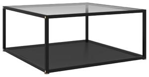 Stolik, przezroczysty i czarny, 80x80x35 cm, szkło hartowane