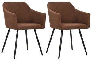 Krzesła stołowe, 2 szt., brązowe, tapicerowane tkaniną