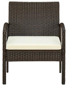 Krzesło ogrodowe z poduszką, polirattan, brązowy