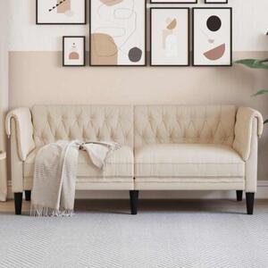 Sofa chesterfield dwuosobowa, obita lnem