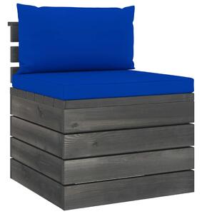 Ogrodowa sofa środkowa z palet, z poduszkami, drewno sosnowe