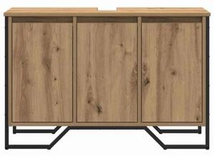 Nowoczesna szafka łazienkowa z umywalką w czarnej ramie, wolnostojąca, minimalistyczny design