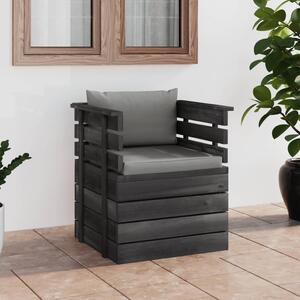 Ogrodowy fotel z palet z poduszkami, drewno sosnowe