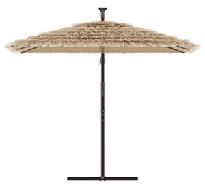 Parasol ogrodowy z LED, stalowy słupek, brązowy, 246x246x230 cm