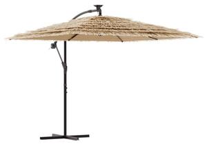 Parasol ogrodowy z LED, stalowy słupek, brązowy, 246x246x230 cm