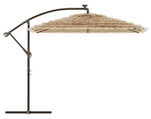 Parasol ogrodowy z LED, stalowy słupek, brązowy, 246x246x230 cm