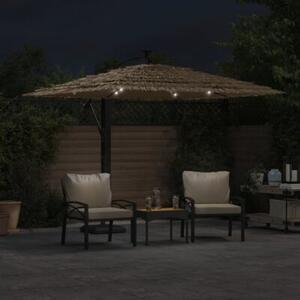 Parasol ogrodowy z LED, stalowy słupek, brązowy, 246x246x230 cm