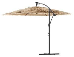 Parasol ogrodowy z LED, stalowy słupek, brązowy, 246x246x230 cm