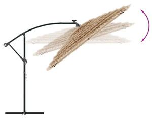 Parasol ogrodowy z LED, stalowy słupek, brązowy, 246x246x230 cm