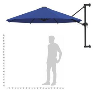Parasol ścienny na metalowym słupku, 300 cm, niebieski