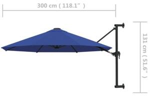 Parasol ścienny na metalowym słupku, 300 cm, niebieski
