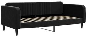 Sofa z funkcją spania, czarna, 90x200 cm, obita aksamitem
