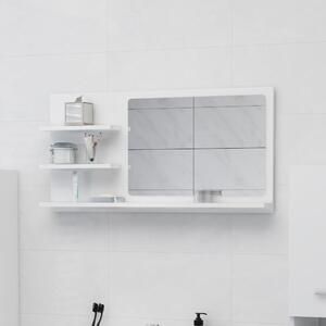 Lustro łazienkowe, wysoki połysk, białe, 90x10,5x45 cm, płyta