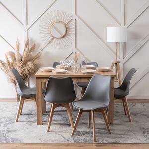 Zestaw Stół Prostokątny SKUBI Rozkładany 120-160 cm Dąb Artisan i 6 Krzeseł SCANDI Szare/Dąb