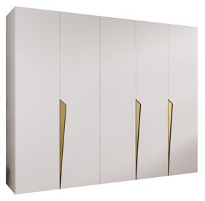 Szafa uchylna otwierana Piano 1 250 wys. 202 cm biały + u. złoty
