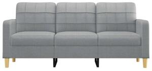 Sofa 3-osobowa, jasnoszara, 180 cm, tapicerowana tkaninÄ