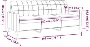 Sofa 3-osobowa, czarna, 180 cm, tapicerowana tkaninÄ