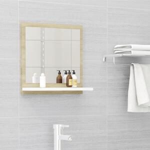 Lustro łazienkowe, biel i dąb sonoma, 40x10,5x37 cm, płyta