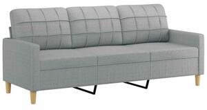 Sofa 3-osobowa, jasnoszara, 180 cm, tapicerowana tkaninÄ