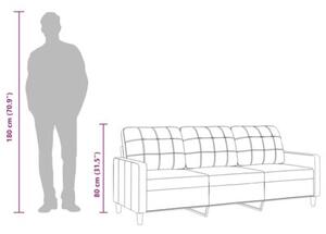 Sofa 3-osobowa, czarna, 180 cm, tapicerowana tkaninÄ