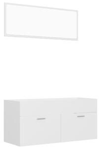 2-częściowy zestaw mebli łazienkowych, biały, płyta wiórowa
