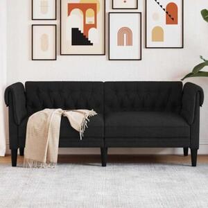 Sofa chesterfield, dwuosobowa, czarna, obita tkaninÄ