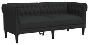 Sofa chesterfield, dwuosobowa, czarna, obita tkaninÄ