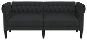 Sofa chesterfield, dwuosobowa, czarna, obita tkaninÄ