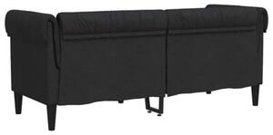 Sofa chesterfield, dwuosobowa, czarna, obita tkaninÄ
