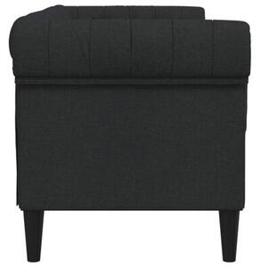 Sofa chesterfield, dwuosobowa, czarna, obita tkaninÄ