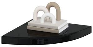 Narożne półki ścienne 4 szt., połysk, czarne, 35x35x3,8 cm, mdf