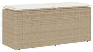 Ławka ogrodowa z poduszką beżowa 110x40x44 cm polirattan