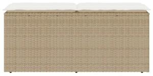 Ławka ogrodowa z poduszką beżowa 110x40x44 cm polirattan