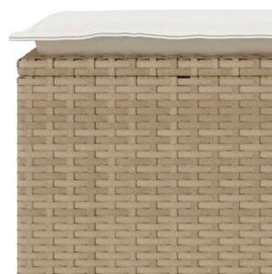Ławka ogrodowa z poduszką beżowa 110x40x44 cm polirattan