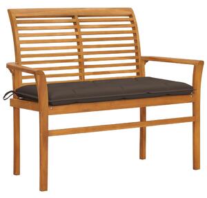 Ławka ogrodowa z poduszką taupe, 112 cm, lite drewno tekowe