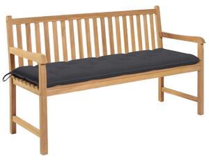 Ławka ogrodowa z antracytową poduszką, 150 cm, drewno tekowe