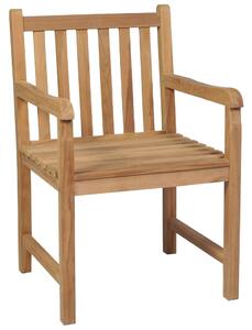 Krzesła ogrodowe, 4 szt., czerwone poduszki, drewno tekowe