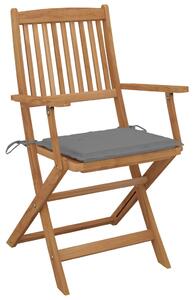 Składane krzesła ogrodowe z poduszkami, 2 szt., drewno akacjowe