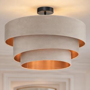 Lampy sufitowe Lindby, Jusari, ściemnialny, beżowy, salon, tkanina | tekstylia, nowoczesny