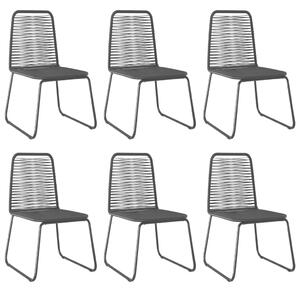 Krzesła ogrodowe, 6 szt., polirattan, czarne
