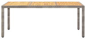 Stół ogrodowy, szary, 190x90x75 cm, rattan PE i drewno akacjowe