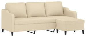 Sofa 3-osobowa, kremowa, 180 cm, tapicerowana tkaninÄ