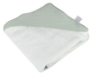 Zielony muślinowy ręcznik dziecięcy z kapturem 75x75 cm – Bébé Douceur