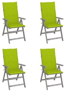 Rozkładane krzesła ogrodowe z poduszkami, 4 szt., lita akacja