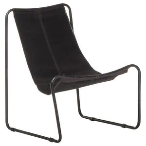 Krzesło wypoczynkowe, czarne, skóra naturalna