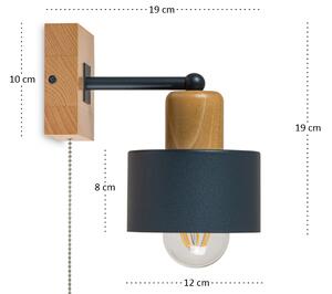 Antracytowy kinkiet LED SHWD-AN10x10BU jednopunktowy z litego drewna z