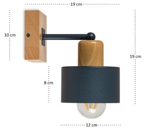 Antracytowy kinkiet LED WD-AN10x10BU jednopunktowy z litego drewna